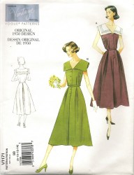 1171 VOGUE RETRO '50 SLEEVELESS SAILOR COLLAR FLARE DRESS, BELT PATTERN 8-14